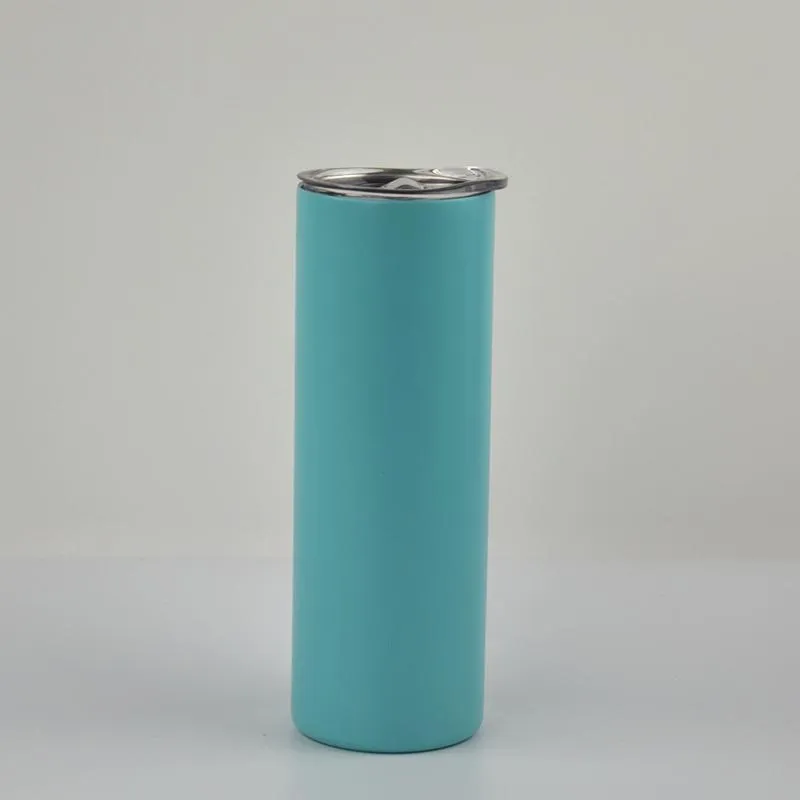 20oz Glow in the Dark  Straight Skinny Sublimation Tumbler w/straw - Blue