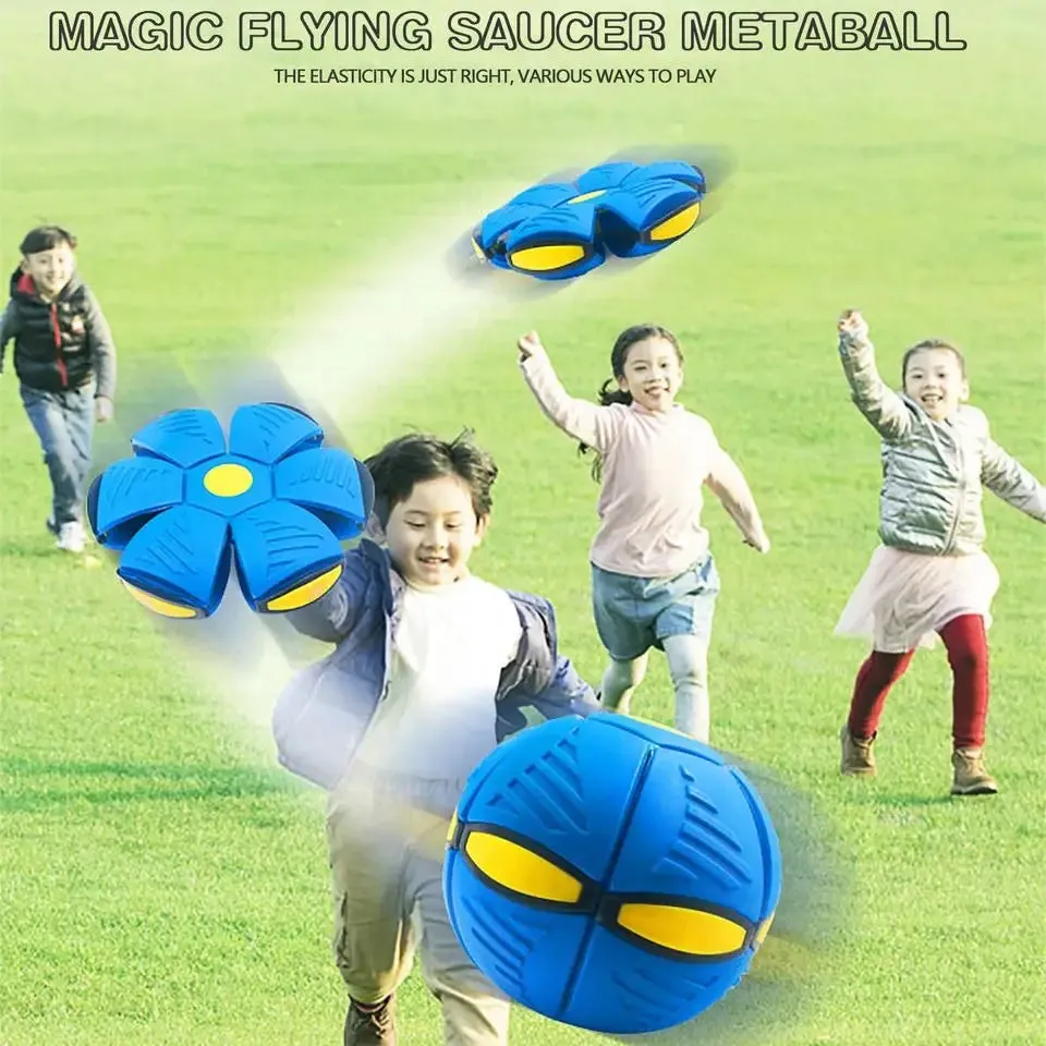 Blue Flying Saucer Ball Outdoor Parent Child Toy for Foot Magic Deformation and Decompression