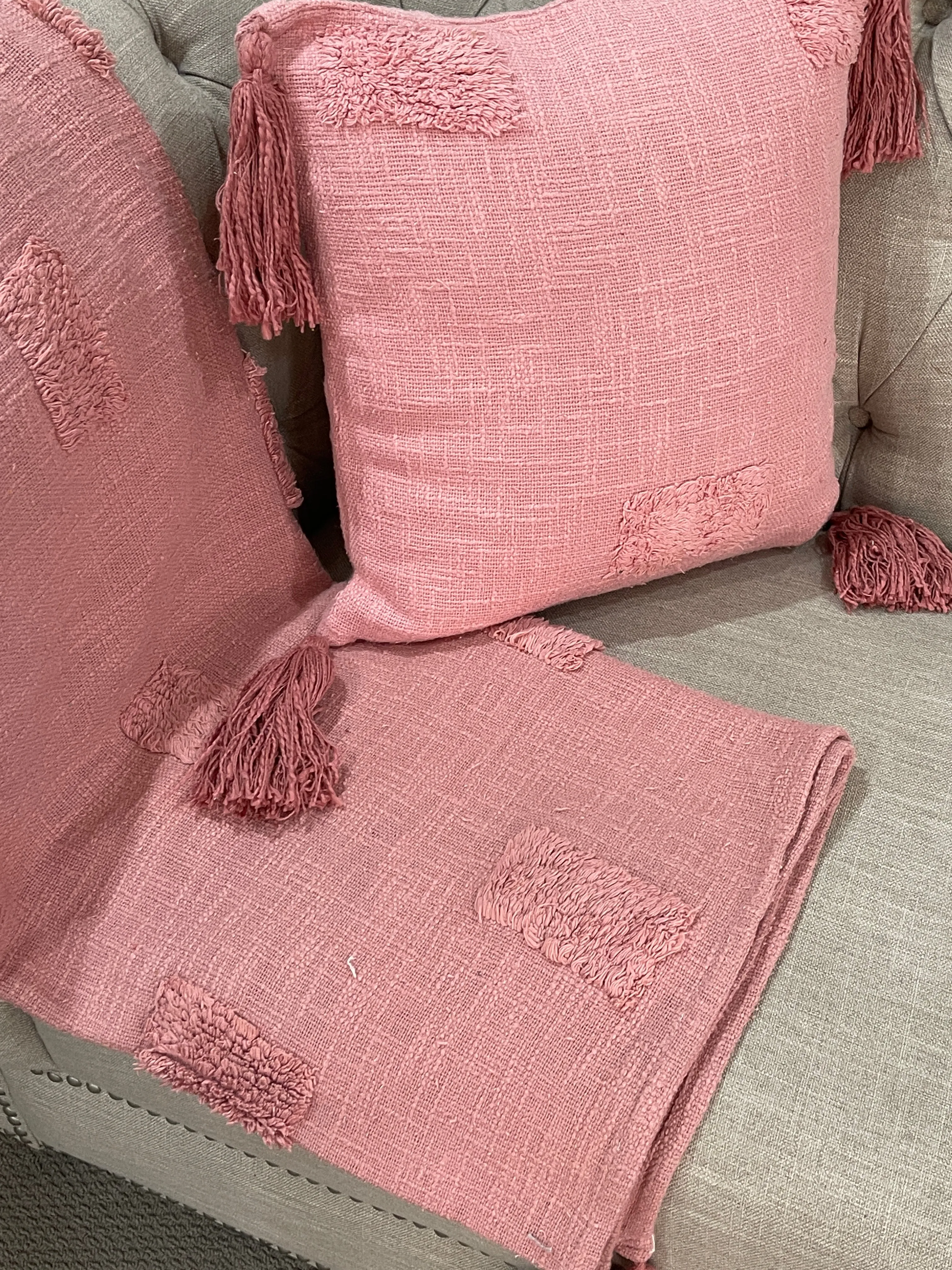 Bohemian Mauve AO Cotton Tufted Bedding Throw Blanket