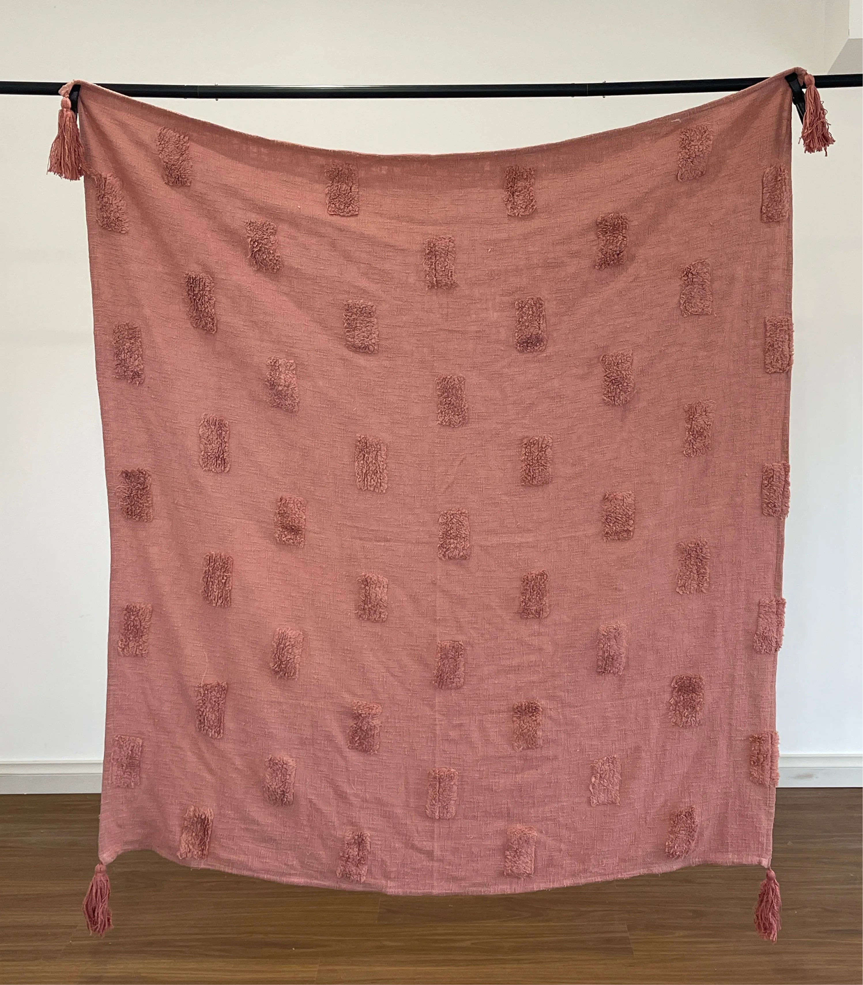 Bohemian Mauve AO Cotton Tufted Bedding Throw Blanket