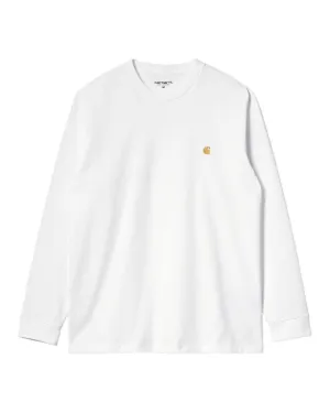 Carhartt WIP L/S Chase Tee - White / Gold