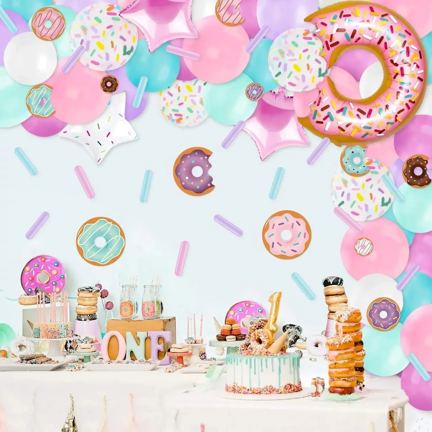 Donut Wreath Pastel Decoration Kit Spray Donut Background Birthday Party Balloon Arch Photos Props Discount Creative Supplies
