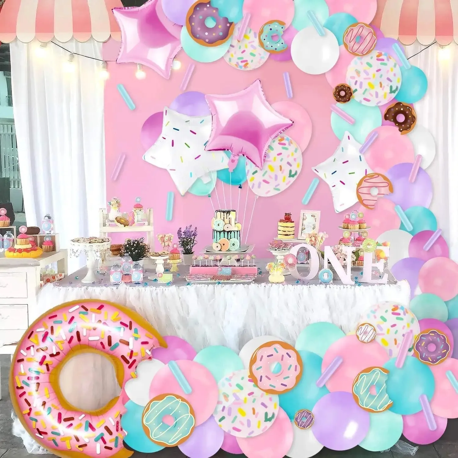 Donut Wreath Pastel Decoration Kit Spray Donut Background Birthday Party Balloon Arch Photos Props Discount Creative Supplies