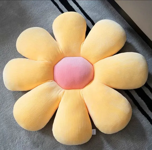 Plush Corduroy Flower Cushion
