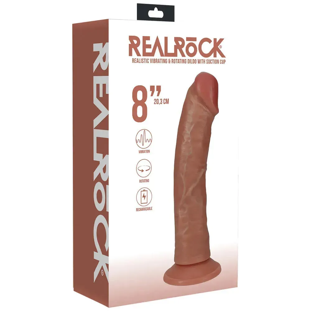 REALROCK 20cm Vibrating   Rotating Cock - Tan