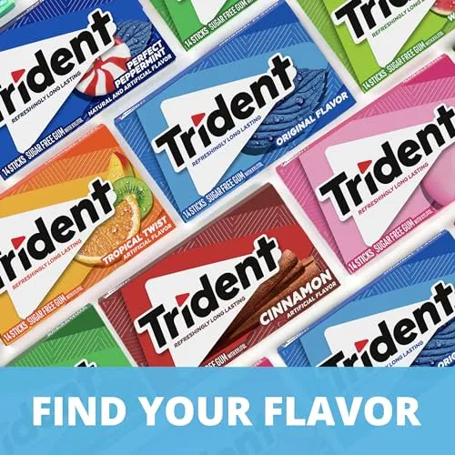 Trident Mint Bliss Sugar Free Gum, 12 Packs of 14 Pieces (168 Total Pieces)